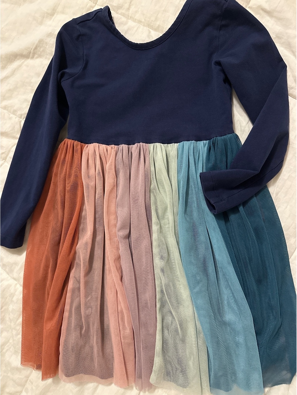 Rainbow Tulle Hanna Andersson Long Sleeve Cotton Twirl Play Girls 5y Dress